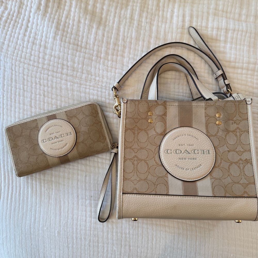 Coach Signature Canvas Bag & Matching Wallet Set